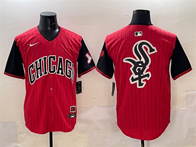 Men's Chicago White Sox Team Big Logo Red/Black 2025 City Connect Limited Stitched Baseball Jersey 001